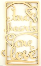 Flourish Cut Wood Wall Hanging Two Hearts One Love Anniversary Wedding G... - $24.19