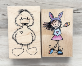 Wood Mounted Stamps, Bonny Lass &amp; Duck , gently used, 2 pc, Penny Black - $11.05