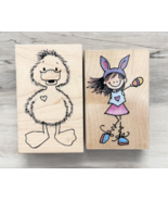 Wood Mounted Stamps, Bonny Lass &amp; Duck , gently used, 2 pc, Penny Black - €9,59 EUR