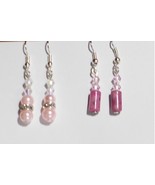 100% Handcrafted 2 Pr Earrings: 1 Argentina Rhodonite + 1 Lt Pink Pearls... - $27.37 CAD