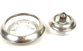 Vintage Sterling Silver Table Lighter &amp; Ashtray Crystal MCM Whiting Sign... - $33.00