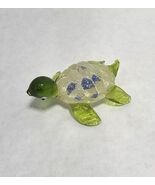 Glass Colored Green Turtle Sea Tortoise Blue  - $8.90