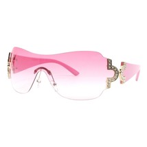 Women&#39;s Rimless Shield Sunglasses Designer Style Rhinestones Shades UV400 - £12.82 GBP