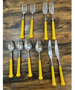 Oxford Hall 1973 Stainless Yellow Handle Flatware Japan 10 Piece Set For... - £19.41 GBP