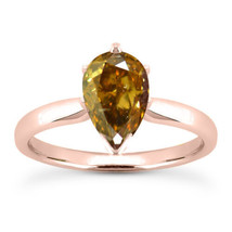 Diamond Engagement Ring 14K Rose Gold Pear Shape Brown Color Treated VS2 1.08 CT - £1,174.24 GBP