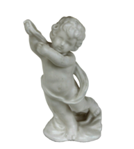 VINTAGE ALL WHITE SATIN STANDING ANGEL FIGURINE 6” TALL - $6.00