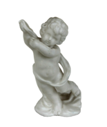 VINTAGE ALL WHITE SATIN STANDING ANGEL FIGURINE 6” TALL - $6.00