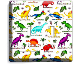 colorful Jurassic period Dinosaurs Dino double light switch cover plate ... - €10,35 EUR