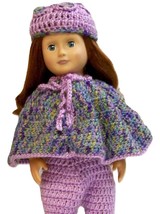 American Girl Poncho and Hat, Purple, Handmade, Crochet - $25.00