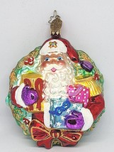 Christopher Radko A Gift For Giving Santa Wreath Glass Christmas Ornament 5” - £37.82 GBP