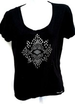 Harley Davidson Women&#39;s Black Bling Beaded Blouse Top Size Medium - £18.98 GBP