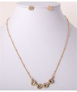 Teen Girl Young Lady Love pendant necklace set matte gold tone clear rhi... - $21.60 CAD