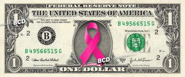 Pink Cancer Survivor Ribbon on REAL Dollar Bill - Collectible Cash Money - £2.64 GBP