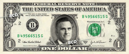MITT ROMNEY on REAL Dollar Bill - Spendable Cash Collectible Celebrity Money Art - $3.33