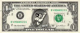MIGHTY MOUSE on REAL Dollar Bill Spendable Cash Celebrity Money Mint $ - £2.60 GBP