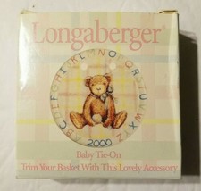 Longaberger 2000 Baby Tie On Ceramic Medallion  New in Original Box NOS Bear - £7.22 GBP