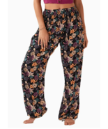 Harem Pants Black Floral Ruched Elastic Waist Wide Leg Size S M - $300.50 MXN