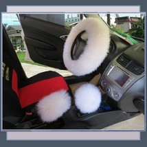 Pure White Genuine Wool Lambskin Fur Steering Wheel Hand Brake Shifter C... - $82.95