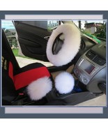 Pure White Genuine Wool Lambskin Fur Steering Wheel Hand Brake Shifter C... - $82.95