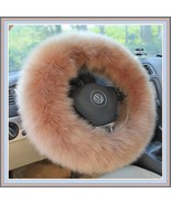 Plush Cameo Long Thick Genuine Australian Lambskin Wool Fur Steering Whe... - $84.43 CAD
