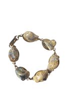 Vintage Estate Gold Tone Agate Natural Stone Bracelet Chunky Boho Bohemi... - $19.81