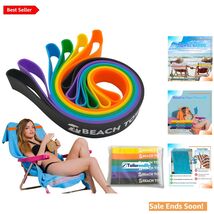 6 Pack Beach Towel Bands for Chairs Keep Towels from Flying Away Multicolor - $21.73