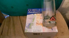 CORELLE GARDEN HOME 16 OUNCE ICE TEA TUMBLER DRINKING GLASS x4 NIB FREE ... - £37.36 GBP