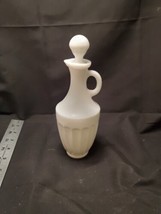 Vintage White Milk Glass Paneled Cruet with Stopper 8 inches - £7.76 GBP