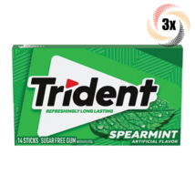 3x Packs Trident Spearmint Flavor Sugar Free Chewing Gum | 14 Sticks Per... - £8.49 GBP