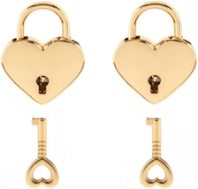 Heart Shaped Padlock Mini Lock with Key for Jewelry Box, Pack of 2,Gold - $10.67