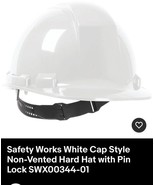 Safety Works White Cap Style Non-Vented Hard Hat with Pin Lock SWX00344-01 - $33.63 CAD