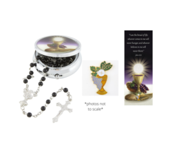 &quot;Bread of Life&quot; Rosary with Case &amp; Pin Bookmark Set for Boys Communion Eucharist - £13.66 GBP