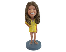 Custom Bobblehead Beautiful girl wearing a beautiful onepiece outfit and sandals - £69.74 GBP