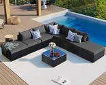 Merax 8-Pieces Patio Conversation Sets Outdoor Sectional Sofa with Glass... - $1,389.99