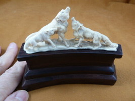 wolf-56) white Wolf pack of 3 wolves shed ANTLER figurine Bali detailed ... - £54.22 GBP