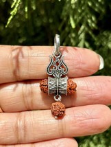 925 Plata +5 Mukhi RUDRAKSHA Panchmukhi Señor Shivas Trishul Damru Colgante #7 - £17.45 GBP