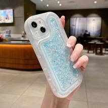 For iPhone 14 Luminous Sequins Glitter Epoxy Phone Case(Baby Blue) - £13.30 GBP