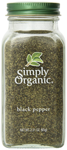 Simply Organic Ground Black Pepper, 2.31-Ounce Jar, Medium Ground Pepper, Certif - £6.90 GBP