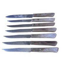 VTG Hanford Forge Stainless Steel Serrated Wood Handle Knives -Set Of #7 -Japan - £13.07 GBP