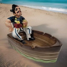 Vintage Pirate In Rowboat Spanish Main Swank 1960 Ashtray Trinket Holder... - £33.78 GBP