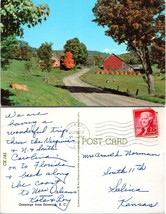 South Carolina Denmark Greetings Fall Autumn Red Barn Posted 1958 VTG Postcard - £7.53 GBP