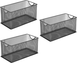 Three Pieces Of Wire Mesh Metal Steel Storage Basket Organizers For Cd Storage - £32.38 GBP