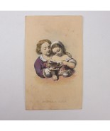 Antique Art Print Brother &amp; Sister Feed Bird in Nest Boy &amp; Girl Album Card - £4.72 GBP