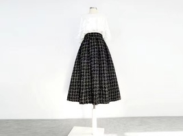 Women Black Tweed Midi Skirt Winter Holiday Outfit  A-line Midi Pleated Skirt  image 7