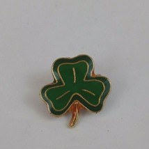 Vintage Saint Patrick&#39;s Day 3 Green Leaf Clover With Gold Tone Lapel Hat Pin - £4.26 GBP