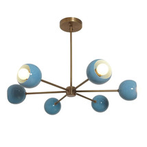 Six Light eyeball Shade Brass Sputnik Handmade Ceiling Light Chandelier ... - £217.78 GBP