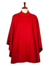 Red Poncho Cape, Babyalpaca wool fabric - £221.75 GBP