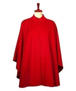 Red Poncho Cape, Babyalpaca wool fabric - £225.37 GBP