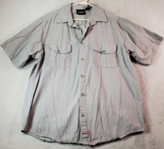 Dickies Shirt Mens Size XL Gray Striped Long Sleeve Pockets Collared Button Down - £10.65 GBP