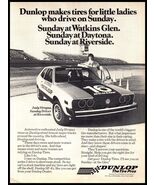 1977 Magazine Print Ad - Dunlop Tires, Judy Stropus at Riverside with VW... - $7.59